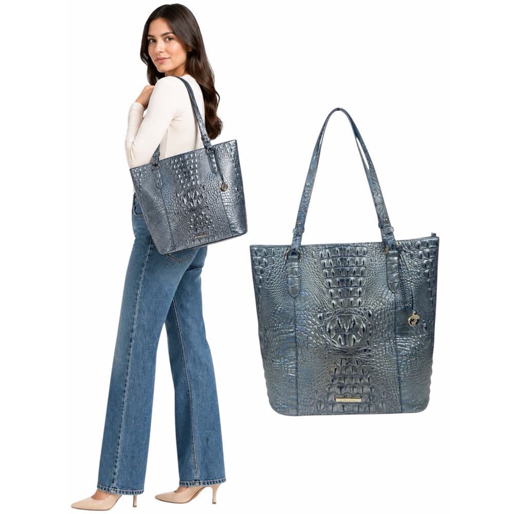 Brahmin Abigail Tote Bag Serenity Ombre Melbourne Silvery Blue Leather